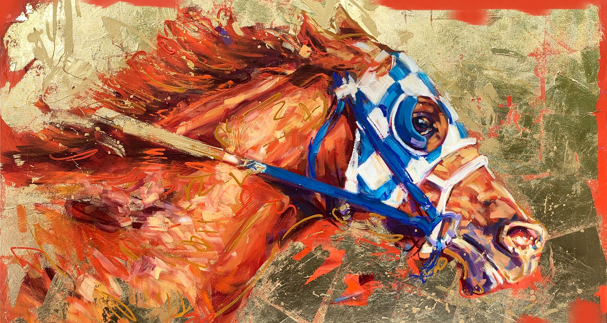 Big Red, a vibrant Secretariat painting by Lisa Palombo