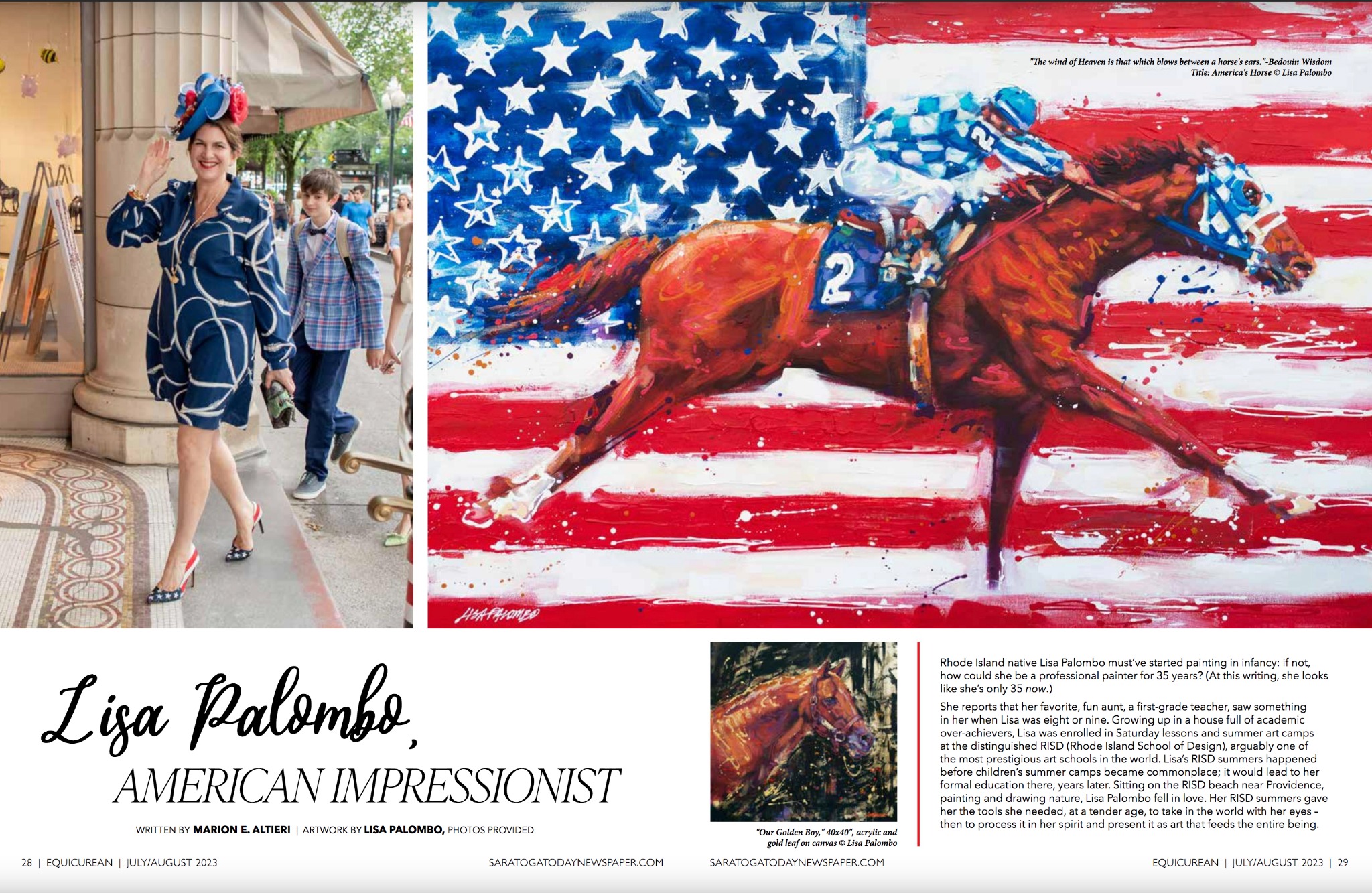 Lisa Palombo, American Impressionist — Equicurean article, pages 28 and 29