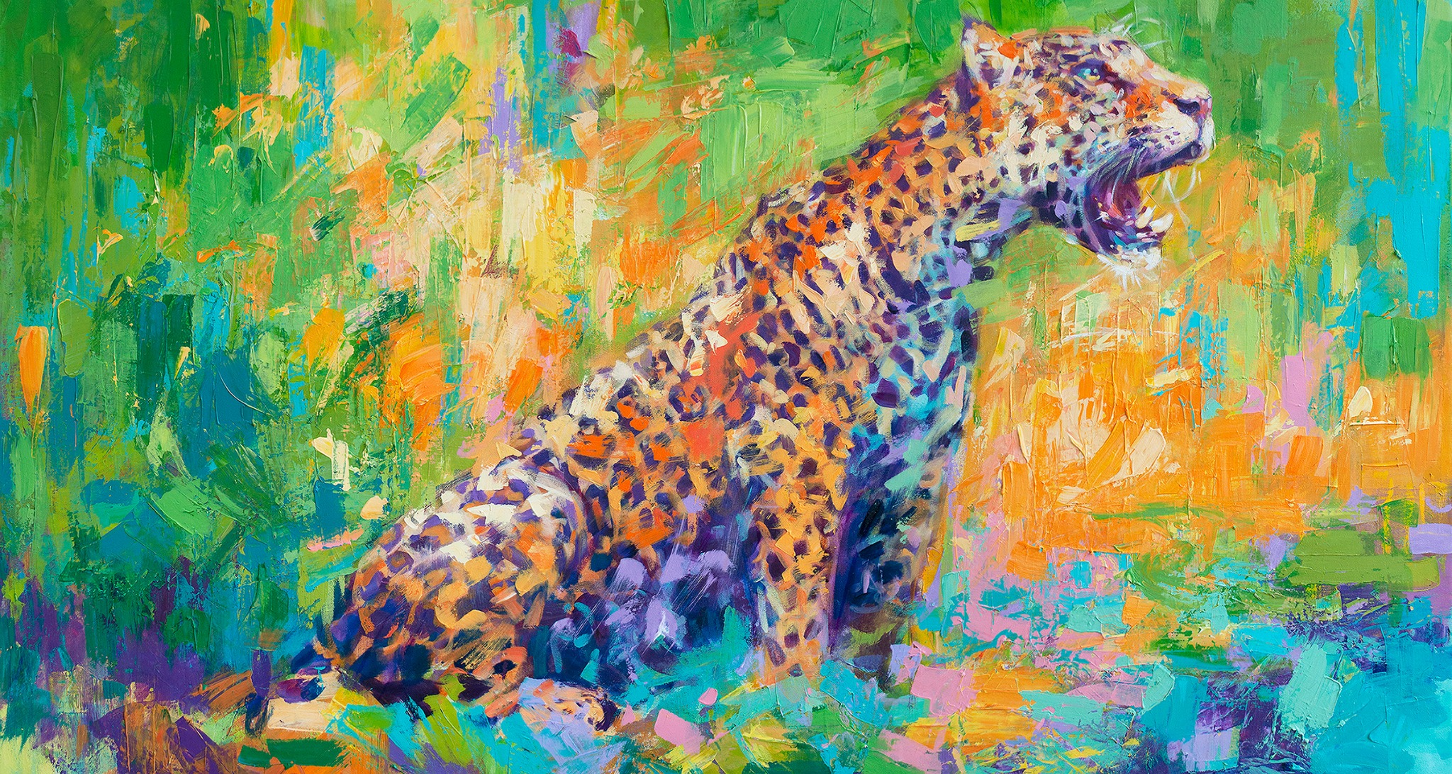 She Roars leopard painting by Lisa Palombo